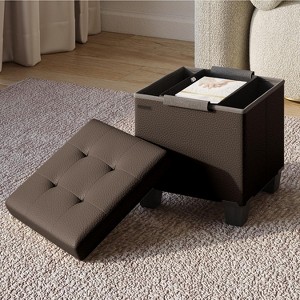 StorageBud Storage Ottoman for Bedroom End of Bed, Faux Leather Storage Bench, Large Storage Ottoman Bench, Entryway Bench with Storage - 1 of 4
