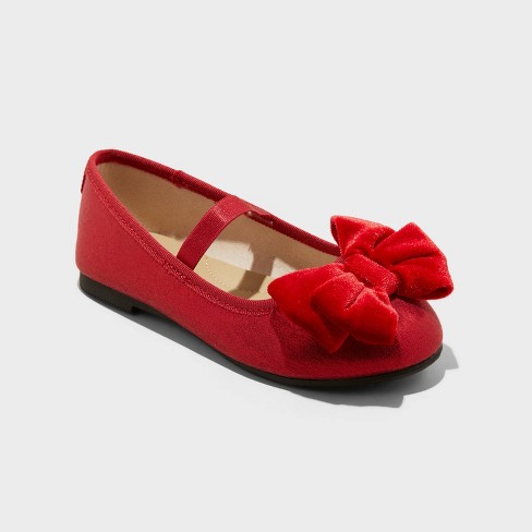 Toddler Kinsley Bow Ballet Flats - Cat & Jack™ Red - image 1 of 4