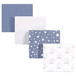 Hudson Baby Infant Boy Cotton Flannel Receiving Blankets, Cloud Mobile Blue, One Size - 1 of 2
