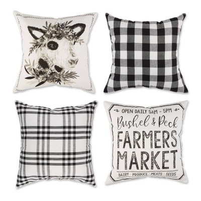 Design Imports Assorted Farmhouse Pillow Covers 18x18 Set of 4 - 20155336