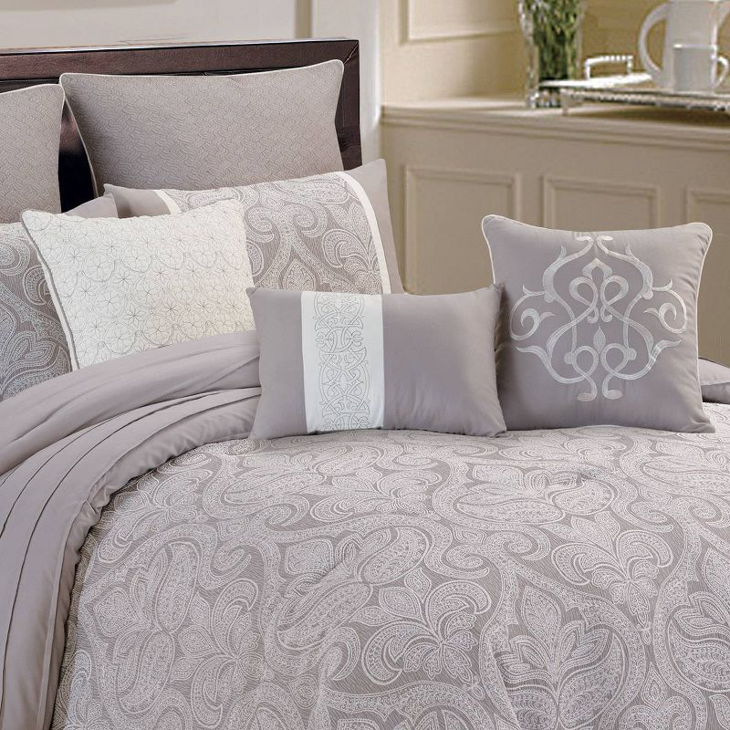 9pc Winthrop Comforter Set Gray & Ivory - Riverbrook Home, 4 of 12