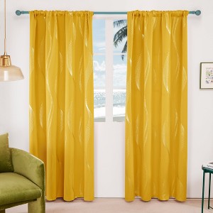 Deconovo Silver Wave Blackout Curtains (2 Panels, Back Tab/Rod) - 1 of 4