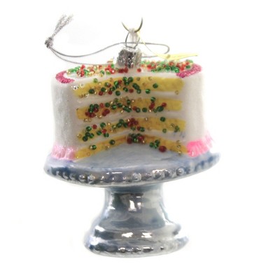 Holiday Ornaments 3.0" Confetti Birthday Cake Cake Stand Icing  -  Tree Ornaments