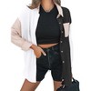 Zeagoo Womens Color Block Button Down Shirts Long Sleeve Linen Shirt Oversized Cotton Blouses Tops with Bust Pocket - 2 of 2