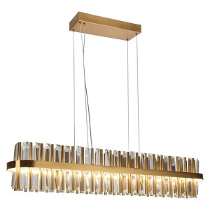 LNC Bajunmeng 1-Lights 34.3" Modern Luxury Rectangle Integrated LED Crystal Kitchen Island  Lights, Gold - 1 of 4