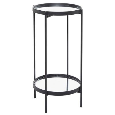 Contemporary Metal Mirrored Accent Table Black - Olivia & May