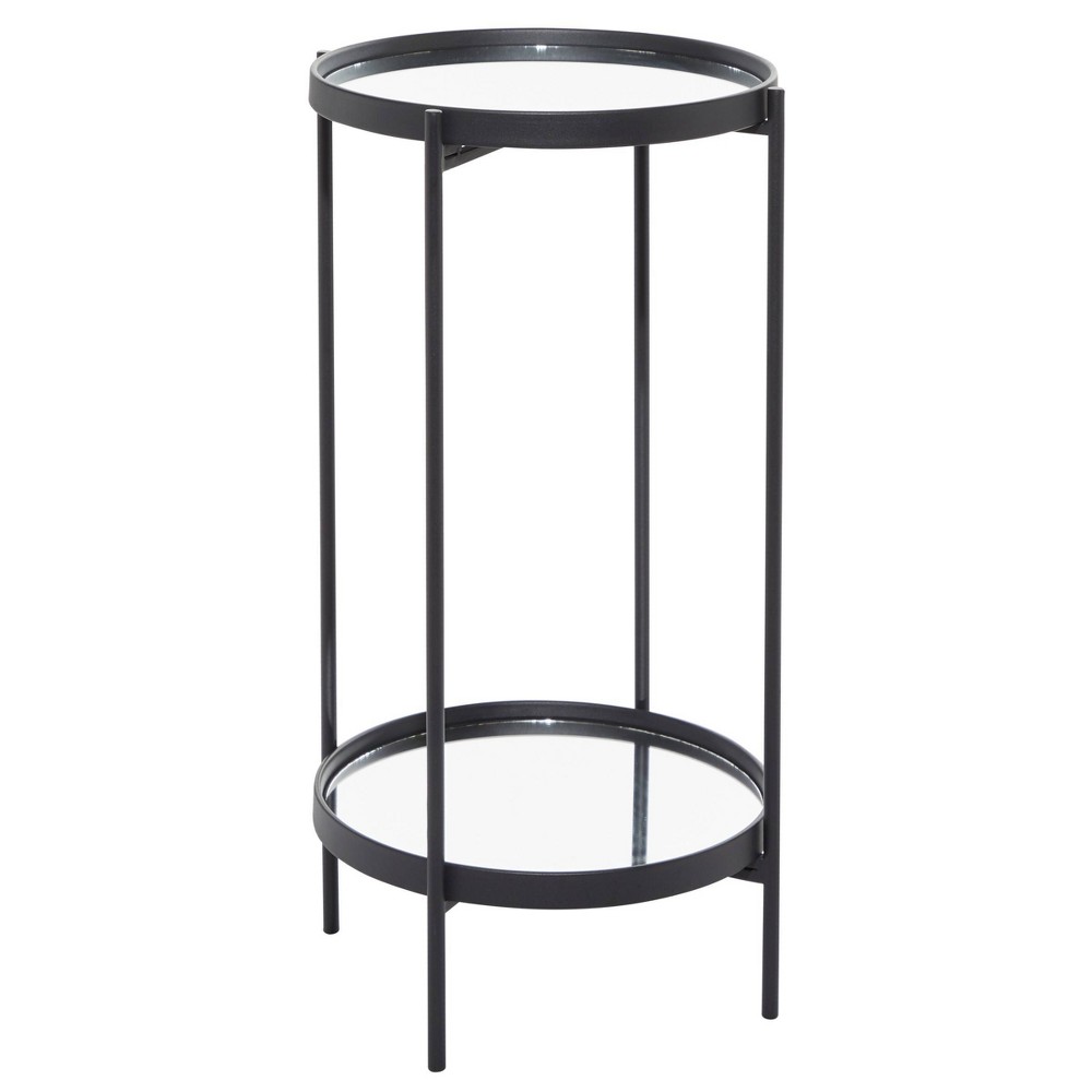 Photos - Coffee Table Contemporary Metal Mirrored Accent Table Dark Black - Olivia & May