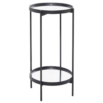 Contemporary Metal Mirrored Accent Table Dark Black - Olivia & May