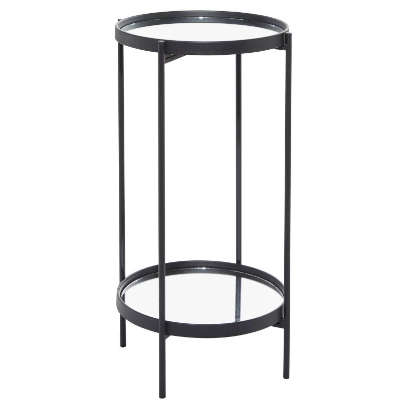 Contemporary Metal Mirrored Accent Table Dark Black - Olivia &#38; May, 1 of 6