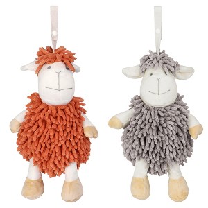 REGALWOVEN Cute Sheep Chenille Soft Absorbent Quick Drying Fuzzy Ball Hand Towel 9" x 13" 2 Pcs - 1 of 4