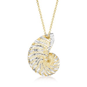 Ross-Simons Italian 18kt Gold Over Sterling and Sterling Silver Seashell Necklace Size 18 - 1 of 4