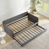 Twin Size Daybed with Trundle, Upholstered Sofa Bed Frame with Metal Slats, Platform Bed Frame, Single Daybed for Bedroom Living Room Guest Room - 2 of 4