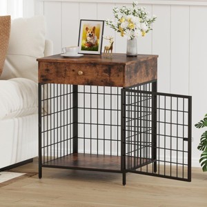 Decorative Dog Crate Furniture for Small Dog, Dog House Indoor, Decorative Dog Kennel with Drawer - 1 of 4