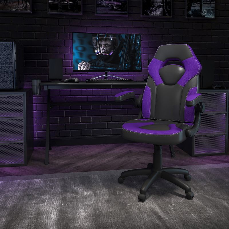 Flash Furniture X10 Gaming Chair Racing Office Ergonomic Computer PC Adjustable Swivel Chair with Flip-up Arms, 3 of 13