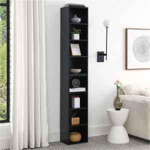 YONWAY 8-Tier Media Tower Rack,CD DVD Slim Storage Cabinet with Adjustable Shelves,Tall Narrow Bookcase Display Bookshelf for Home Office - 1 of 4