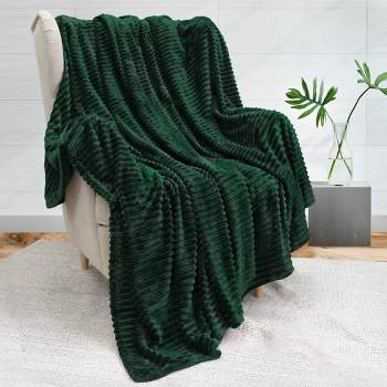 PAVILIA Super Soft Fleece Flannel Ribbed Striped Throw Blanket, Luxury Fuzzy Plush Warm Cozy for Sofa Couch Bed