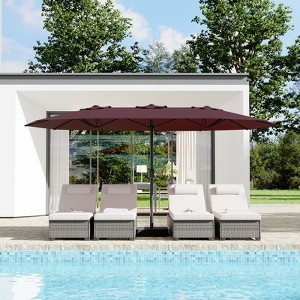 15ft Large Patio Umbrella，Rectangular Patio Umbrella with Crank Handle, UV Protection for Outdoor Market, Backyard, Pool - 1 of 4