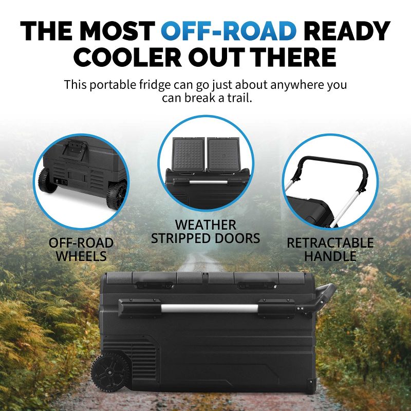 Newair 12V/24V DC Portable 80 Qt. Electric Car Camping Cooler with 3 Battery Protection Modes, Dual Zone Fridge and Freezer, Reversible Doors, 3 of 17