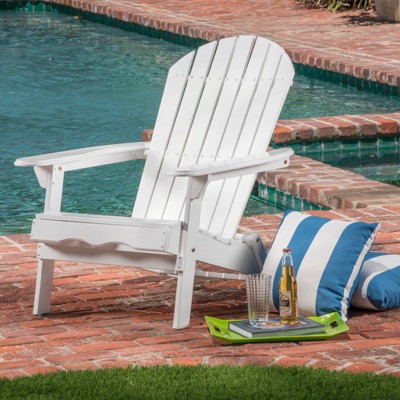 VisioGear Adirondack Chair, Folding Outdoor Chair with Wide Armrests, Patio Lawn Chair for Outside Garden Backyard, White, 36.41"*30.31"*33.85"