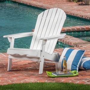VisioGear Adirondack Chair, Folding Outdoor Chair with Wide Armrests, Patio Lawn Chair for Outside Garden Backyard, White, 36.41"*30.31"*33.85" - 1 of 4