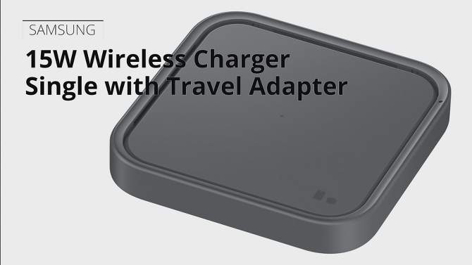 Samsung 15W Super Fast Wireless Charger with Travel Adapter - Gray, 2 of 8, play video