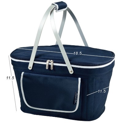 Navy Blue Insulated Picnic Basket with Service for Four