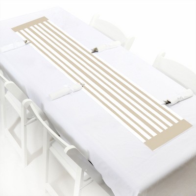 Big Dot of Happiness Tan Stripes - Petite Simple Party Paper Table Runner - 12 x 60 inches