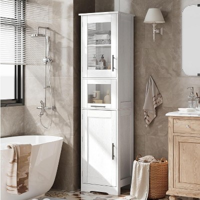 Tall Bathroom Cabinet, Narrow Storage Cabinet , 67” Freestanding Floor Linen Slim Cabinet for Laundry Room, Kitchen, Living Room, Small Spaces