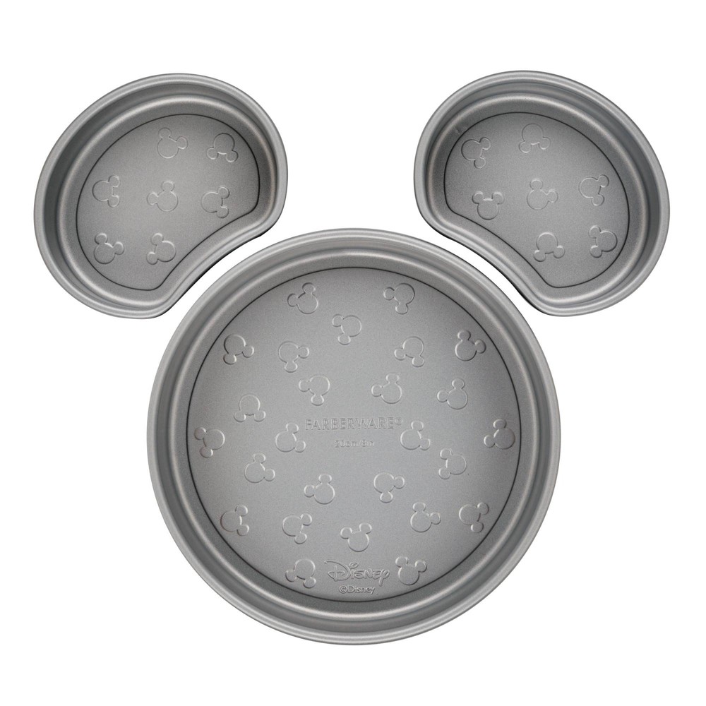 Farberware Disney Bake with Mickey Mouse 3pc Nonstick Mickey Head Cake Pan Set Black