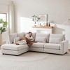 100.2" Linen Modular L-Shaped Sectional Sofa with Movable Ottoman, 5 Cushions & 4 Lumbar Pillows - 3 of 4