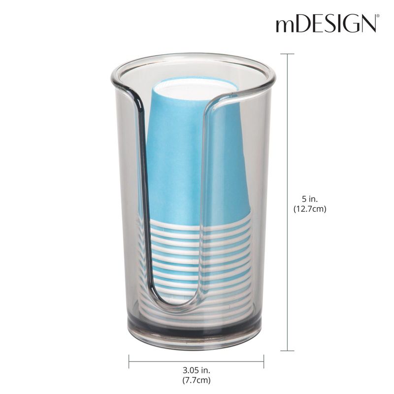 mDesign Small Plastic Disposable Paper Rinsing Cup Dispenser, 2 Pack, 4 of 7