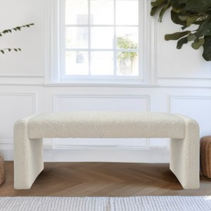 Kaia 47" Minimalist Aesthetic Look Teddy Waterfall Upholstered Bench-Maison Boucle - 1 of 4