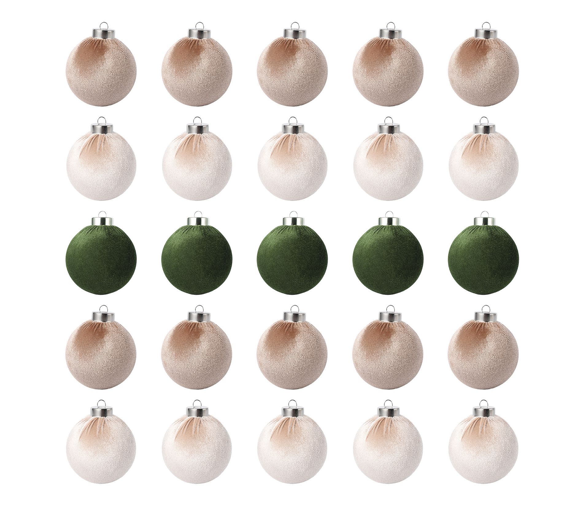 Orieon Velvet Christmas Ornament Balls 25-Pack - 6cm Green Brown Neutral Decor for Xmas Tree, Holiday Wedding Party Decorations