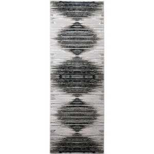 Black Silver And Taupe Geometric Area Rug - 1 of 3