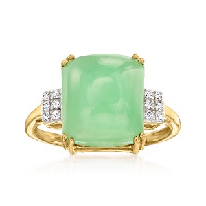Ross-Simons Jade Ring With Diamonds in 10kt Yellow Gold - 1 of 4