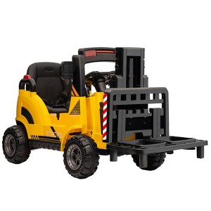12V Kids Ride On Forklift Car, Electric Toy w/Remote, Liftable Fork & Pallet, 2 Speeds, Music, USB & Seat Belt - 1 of 4