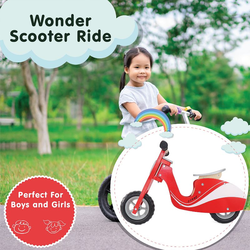 Leo & Friends Kid's Wooden Red Scooter Bike, 5 of 8