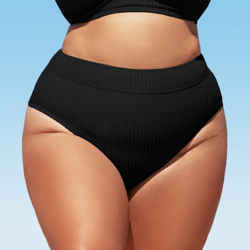 Women's Plus Size Ribbed Modest Widen Band High Waist Bikini