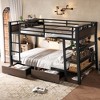Racxily Metal Bunk Bed with Storage Shelves , LED light strip, and USB power strip, black - 2 of 4
