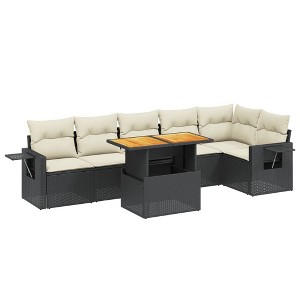 vidaXL Garden Sofa Set Black, Cream White - 1 of 4