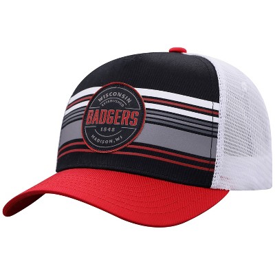 NCAA Wisconsin Badgers Men's Vista Black with Hard Mesh Snapback Hat