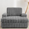 42"W Oversized Sleeper Armchair with Storage Ottoman, Cup Holders and Side Pockets, Faux Fur Chaise Lounge for Living Room or Bedroom - Koiai - 2 of 4