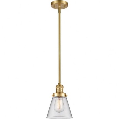 Cone - 1 Light Stem Hung Mini Pendant In Industrial Style-8 Inches Tall and 6 Inches Wide