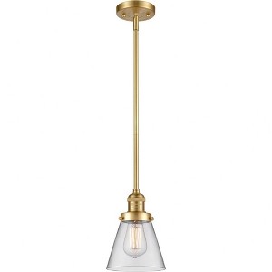 Cone - 1 Light Stem Hung Mini Pendant In Industrial Style-8 Inches Tall and 6 Inches Wide - 1 of 1