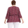 Agnes Orinda Women's Plus Size Striped Boho V Neck 3/4 Sleeve Peplum Casual Babydoll Blouses - 4 of 4