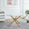 NicBex Minimalist Round Glass Dining Table with Cross Metal Legs,Modern Kitchen Table Bar Table,Dining Room Furniture - 2 of 4