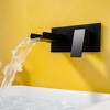 Munora Contemporary Waterfall Wall Mount Single Handle Bathroom Sink Faucet in Matte Black Solid Brass - 3 of 4