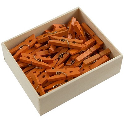 JAM Paper Wood Clip Clothespins Medium 1 1/8 Inch Orange Clothes Pins 230729145