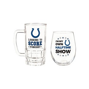 Evergreen Indianapolis Colts, Stemless 17OZ Wine & Beer 16 OZ Gift Set - 1 of 4