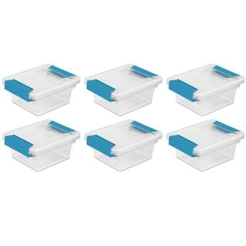 Sterilite Plastic Miniature Clip Storage Box Container with Latching Lid for Home, Office, Workspace, and Utility Space Organization